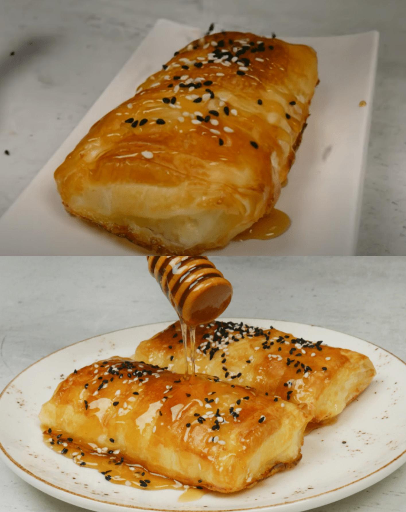 Φέτα ψητή με μέλι σε φύλλο κρούστας