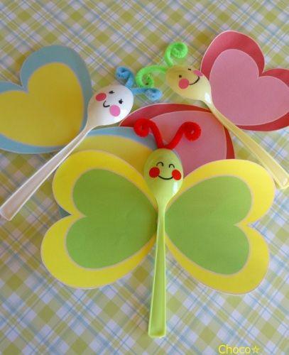 πεταλούδες-από-πλαστικό κουτάλι-ιδέες-για-παιδικές κατασκευές-με-ζωάκια-