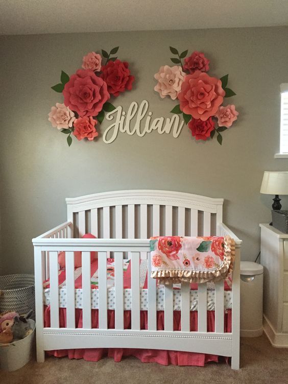 αυτοκόλλητα τοίχου-με-λουλούδια-για-ανοιξιάτικη-διακόσμηση-στο-βρεφικό δωμάτιο-ιδέες-