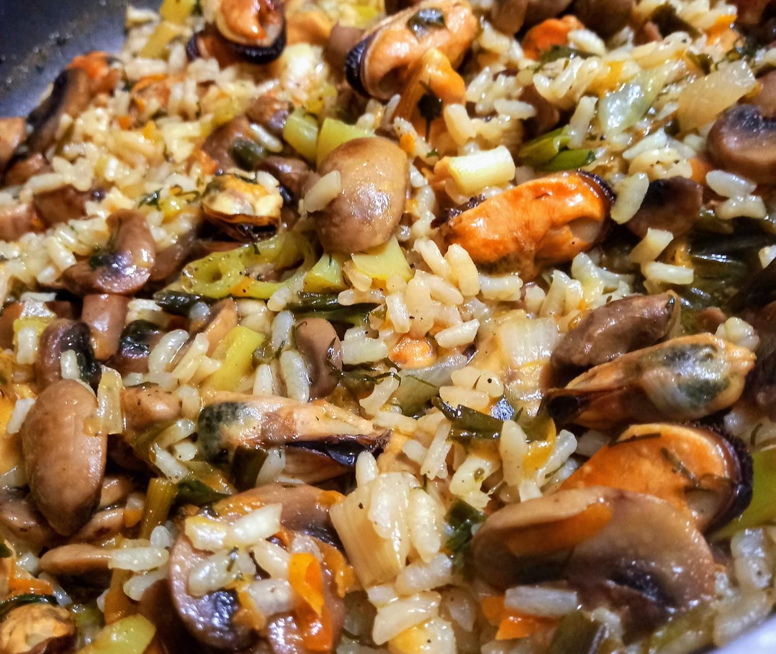 Μυδοπίλαφο με μανιτάρια