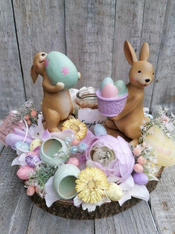 πασχαλινός δίσκος-με-κεριά-ιδέες-για-παστέλ-πασχαλινή διακόσμηση-