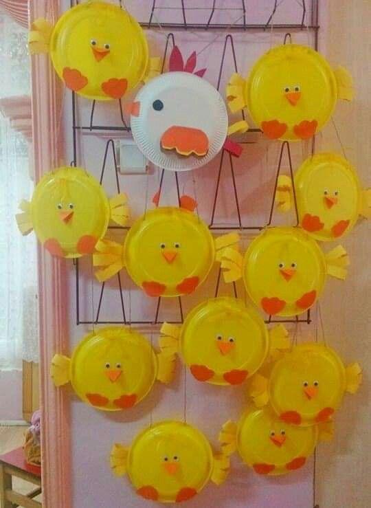 κοτοπουλάκια-από-πιάτα-μίας χρήσης-ιδέες-για-πασχαλινές κατασκευές-