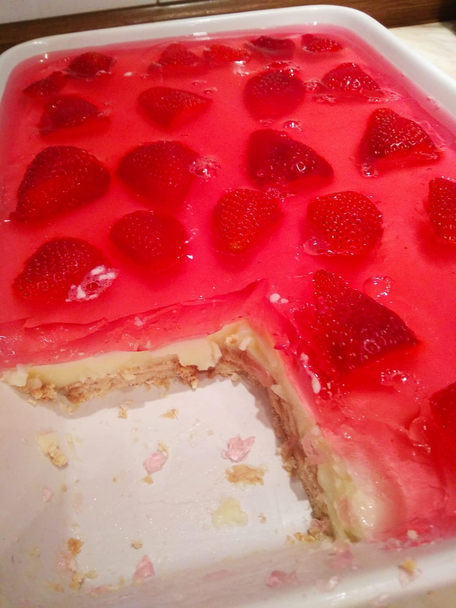 μπισκοτόγλυκο-με-ζελέ φράουλας-συνταγή-