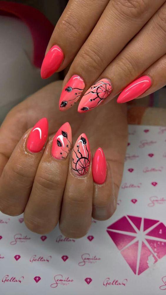 ροδακινί-νύχια-με-ονειροπαγίδες-και-λουλούδια-ιδέες-