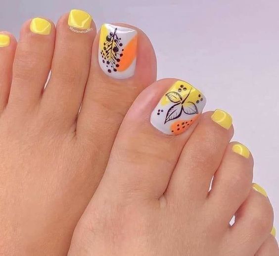 κίτρινο-πεντικιούρ-με-λουλούδια-ιδέες- κίτρινο-πεντικιούρ-με-λουλούδια-ιδέες-