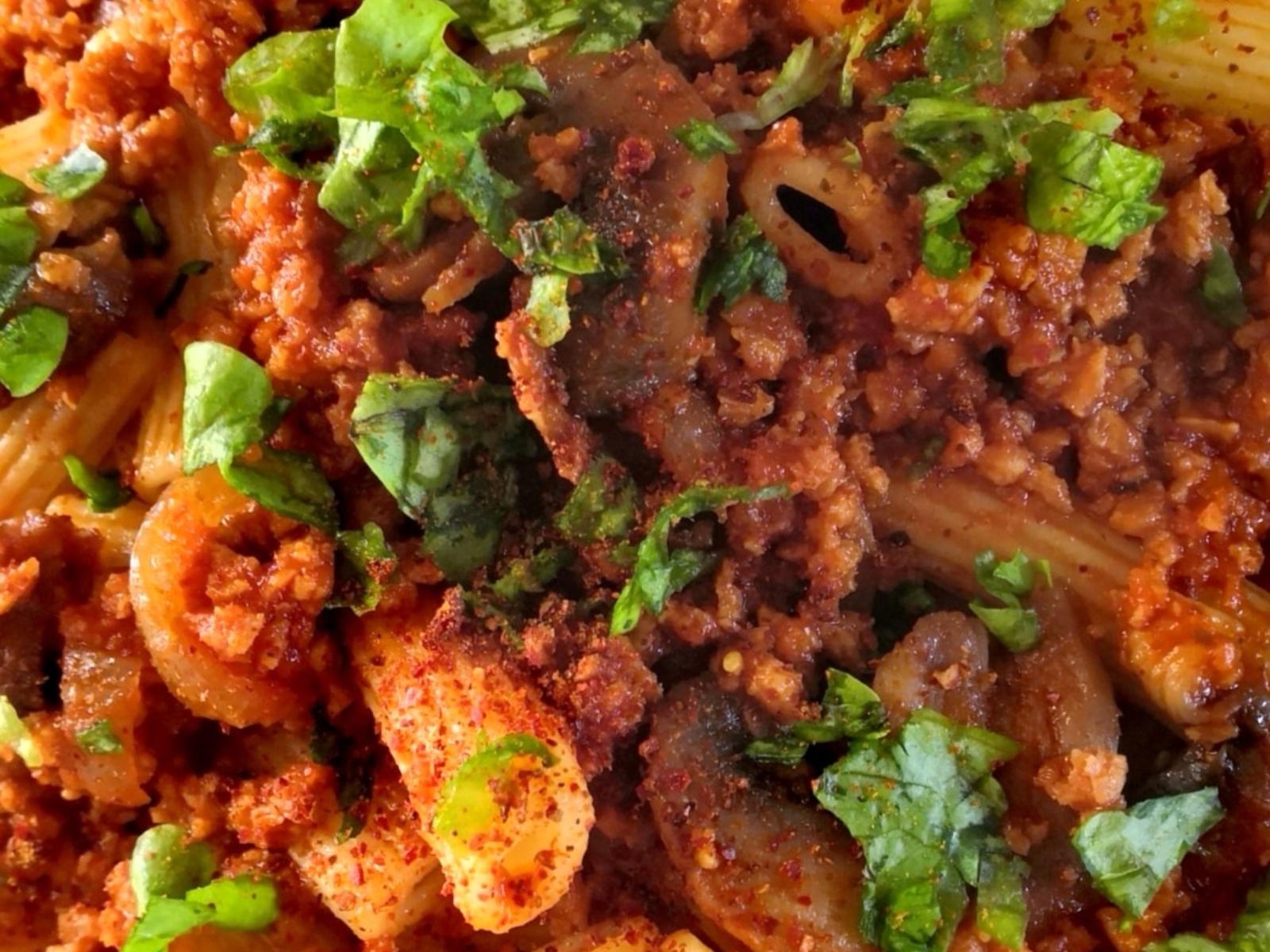 ριγκατόνι-με-κιμά σόγιας-συνταγή-