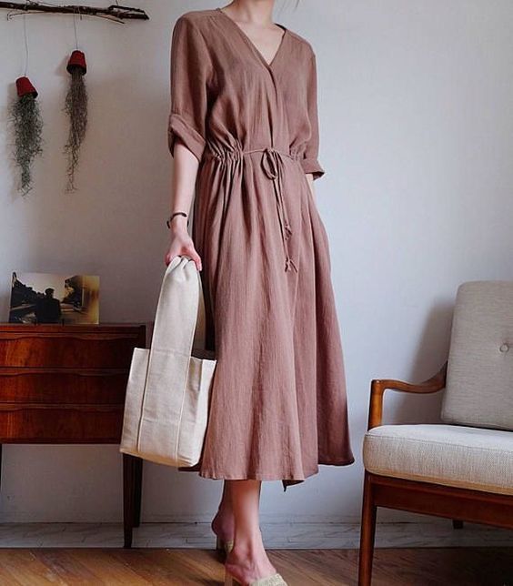 σομόν-λινό-φόρεμα-για-το-Καλοκαίρι 2022-ιδέες-