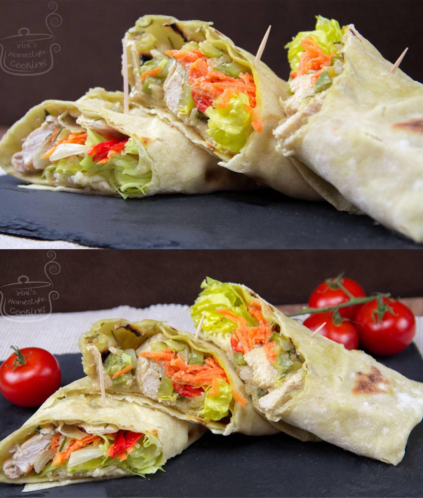 Χειροποίητες τορτίγιες με κοτόπουλο και λαχανικά