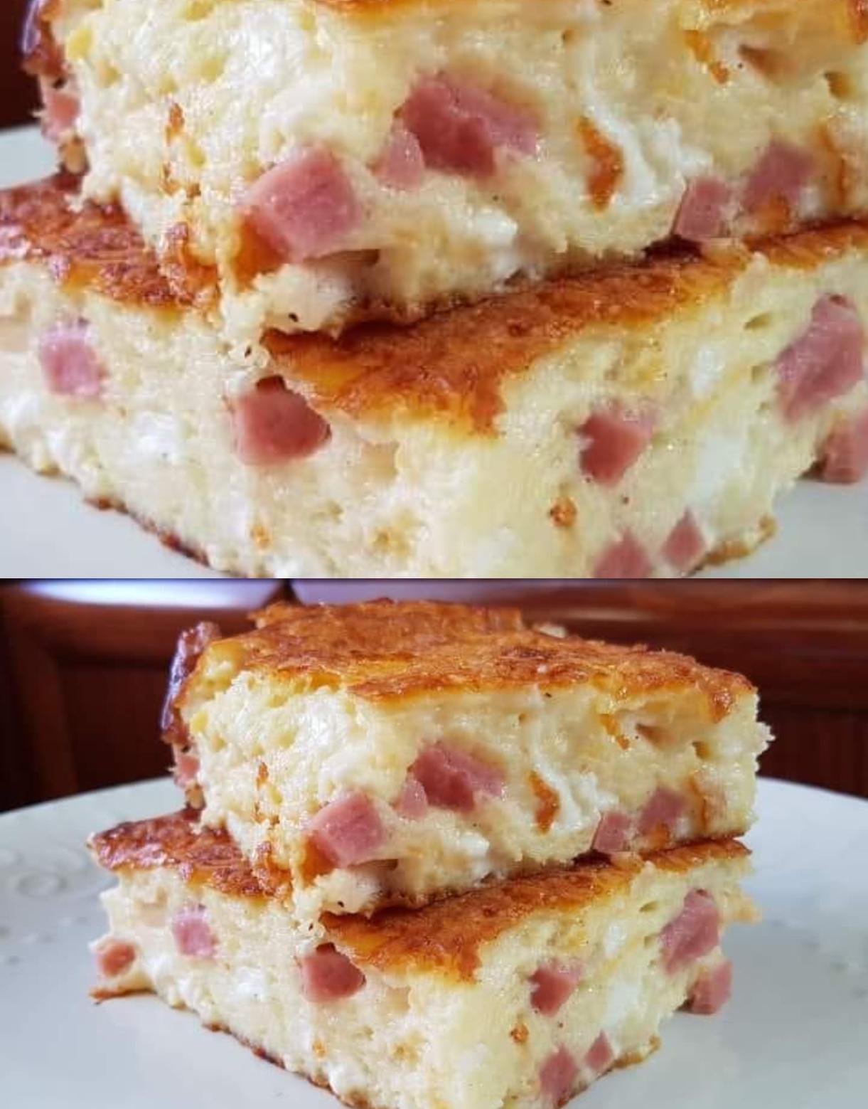 Ζαμπονοτυρόπιτα χωρίς φύλλο με σιμιγδάλι