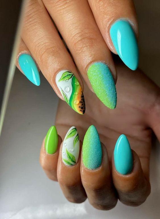 όμπρε νύχια-με-φρούτα-και-στάλες-ιδέες-