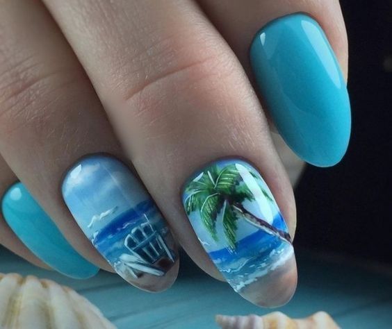 ιδέες-για-νύχια-με-θαλασσινά σχέδια-το-Καλοκαίρι 2022-