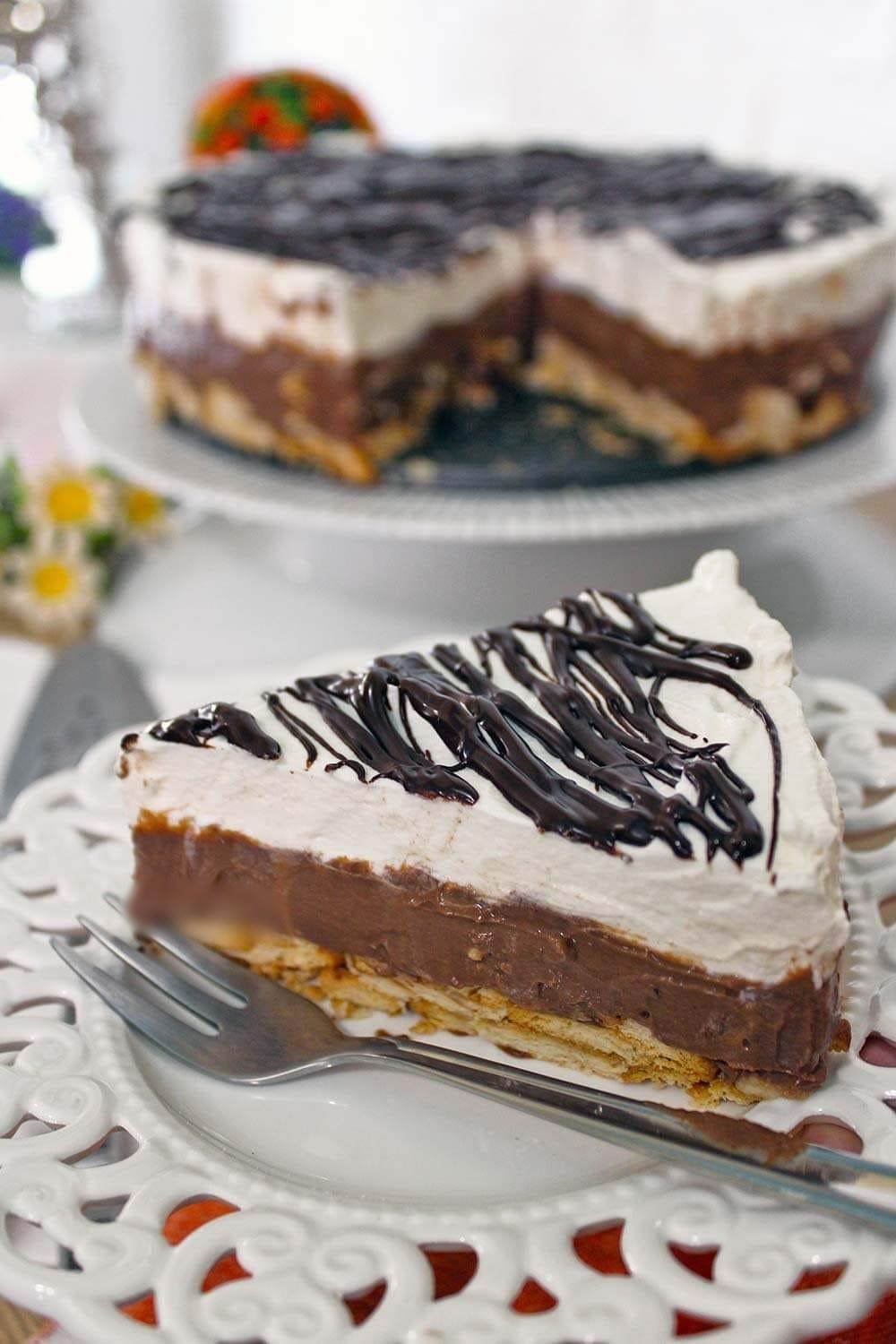 Τούρτα -κορμός- βανίλια -σοκολάτα -