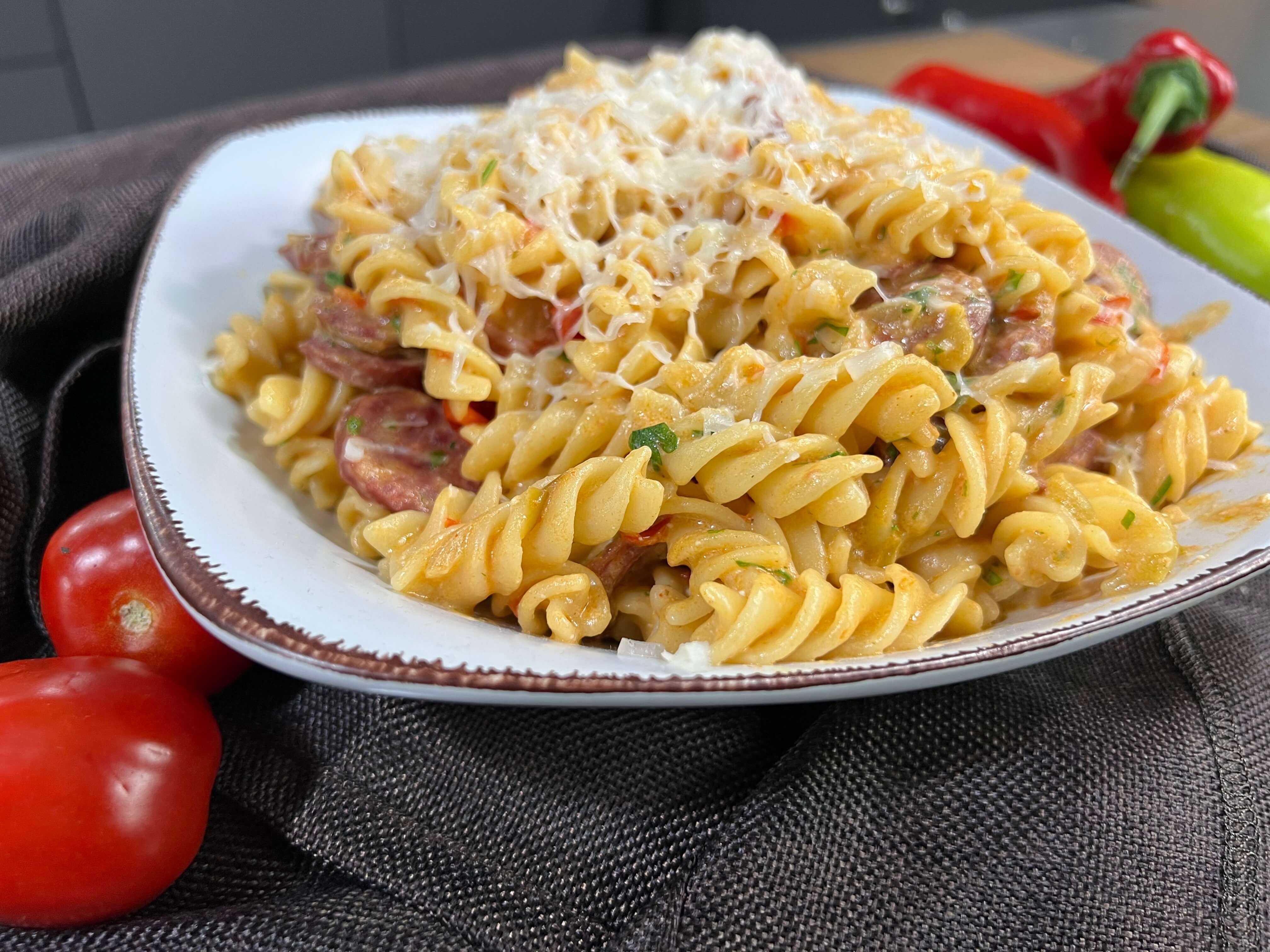 βίδες-με-φέτα-λουκάνικα-και-πιπεριές-