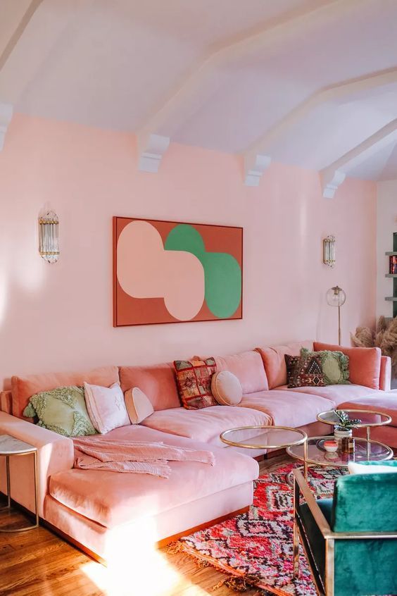 ιδέες-για-ροζ καναπέ-στην-διακόσμηση-του-σπιτιού-