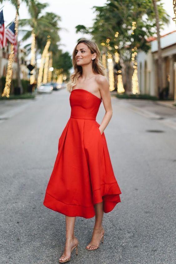 στράπλες-κόκκινο φόρεμα-Καλοκαίρι 2022-ιδέες-