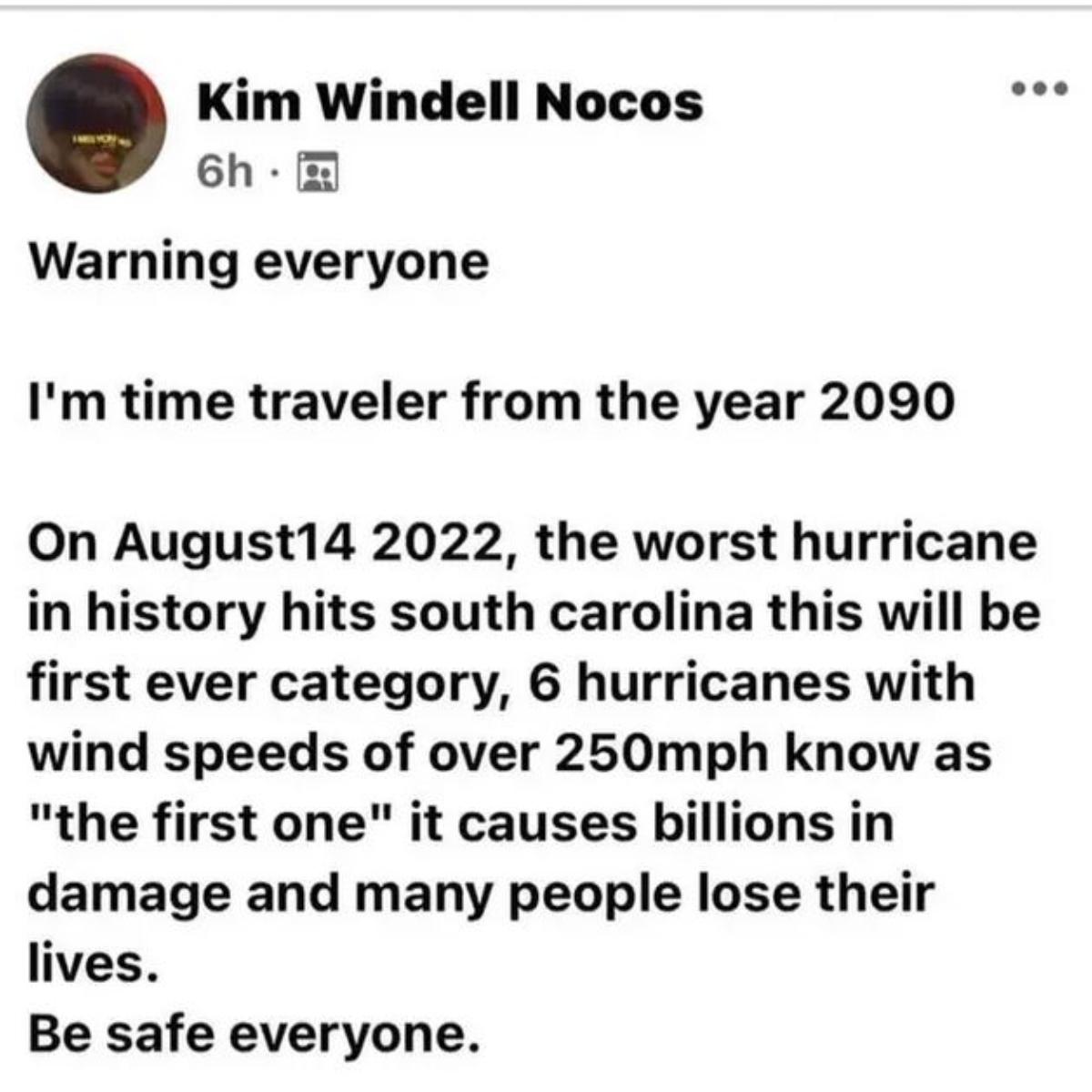 SOS απο τον Ταξιδιώτη του Χρόνου: Ο χειρότερος τυφώνας έρχεται στις 14/8 (Βίντεο)