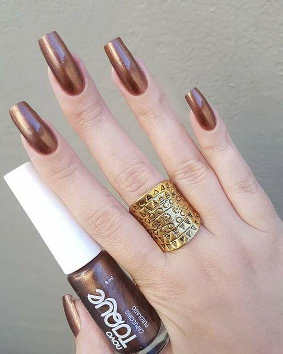 bronze μανικιούρ-στο-σπίτι-ιδέες-