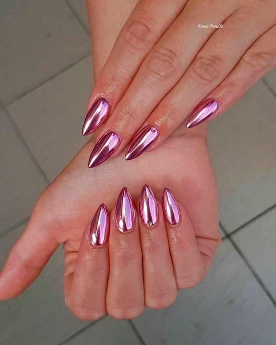 ροζ-metallic nails-ιδέες-