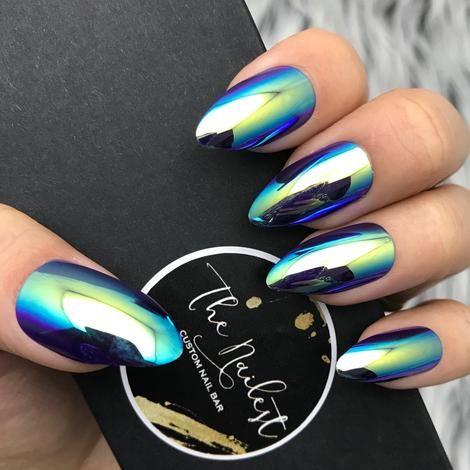 μπλε-metallic nails-ιδέες-
