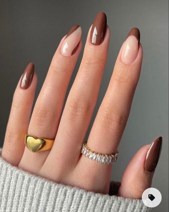 γαλλικό μανικιούρ-σε-καφέ-αποχρώσεις-ιδέες-