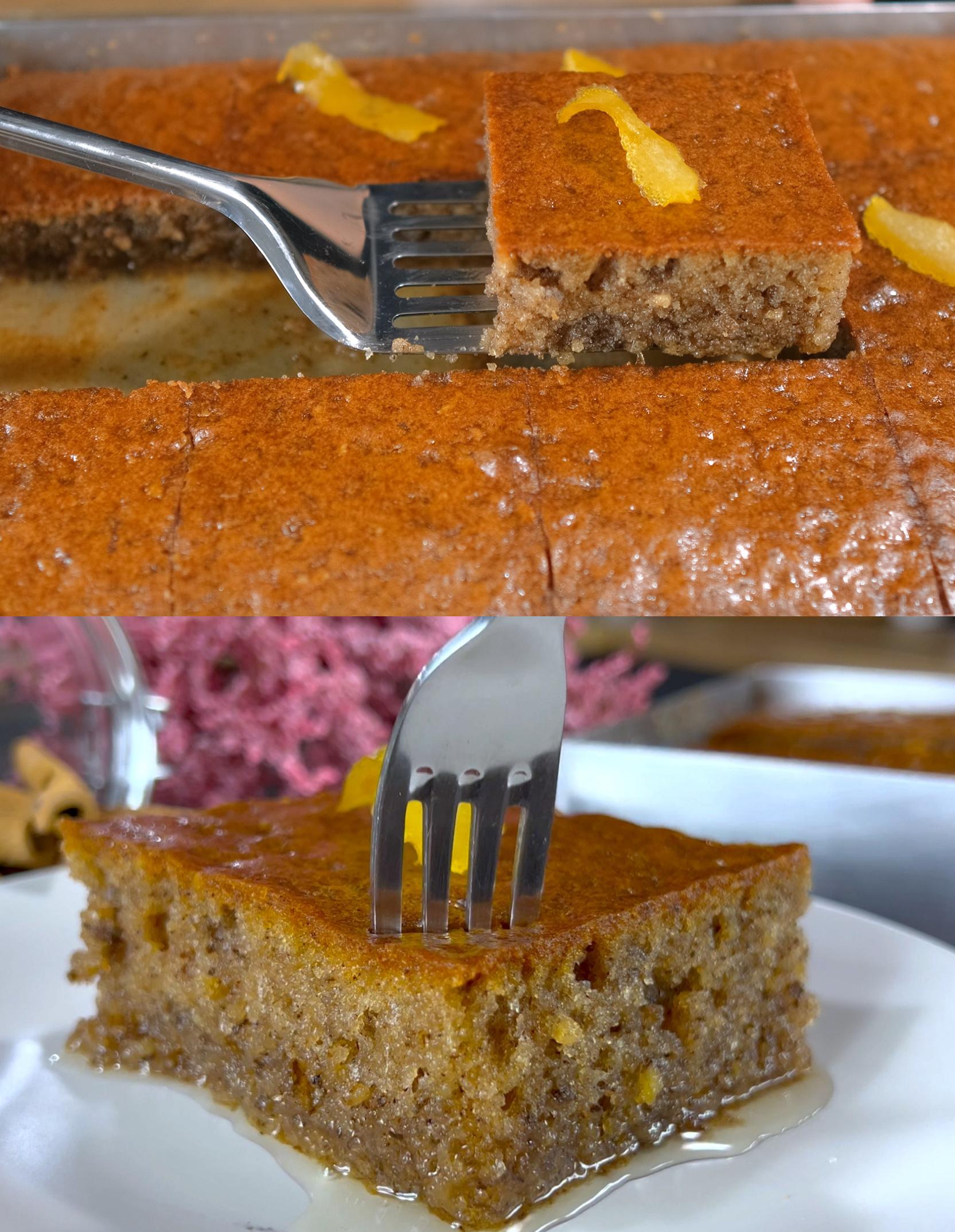 Σιροπιαστή αφράτη καρυδόπιτα