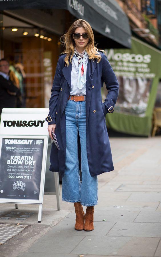 τζιν-culottes-με-μπλε καπαρντίνα-για-το-Χειμώνα-ιδέες τζιν-culottes-με-μπλε καπαρντίνα-για-το-Χειμώνα-ιδέες