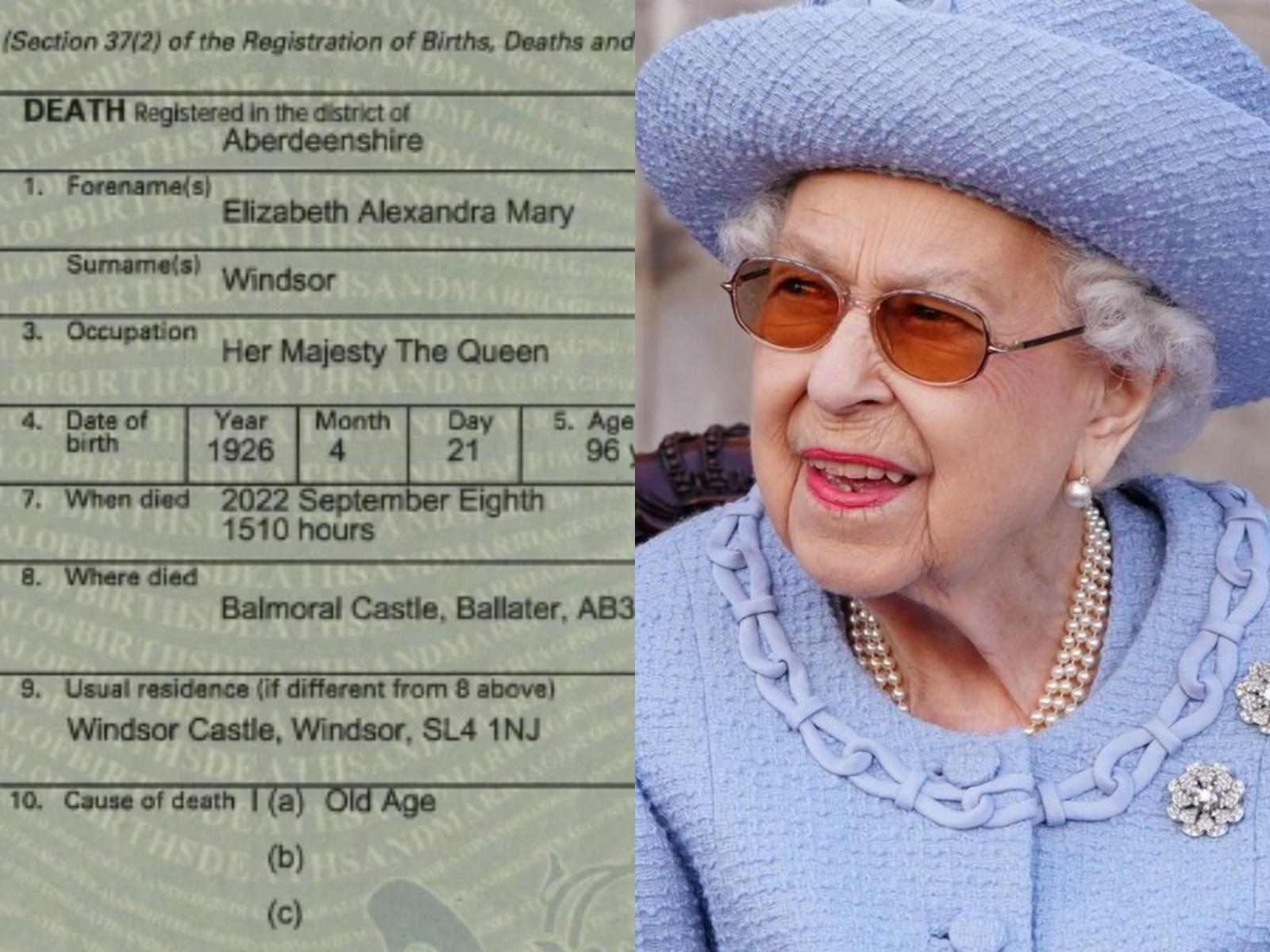 Βασίλισσα Ελισάβετ: Αυτό είναι το πιστοποιητικό θανάτου