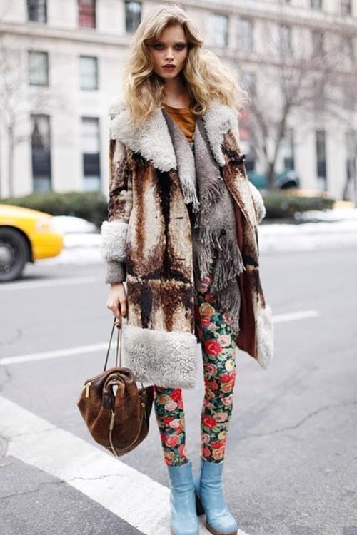 floral-κολάν-με-γούνινο πανωφόρι-ιδέες-