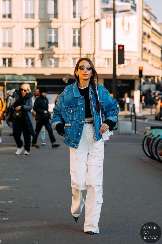 cargo-λευκό παντελόνι-με-τζιν ζακέτα-ιδέες-