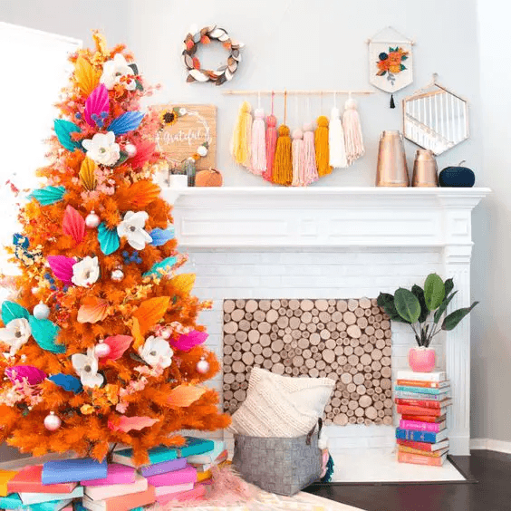 πορτοκαλί χριστουγεννιάτικο δέντρο-τάσεις-Χριστούγεννα 2022-ιδέες-