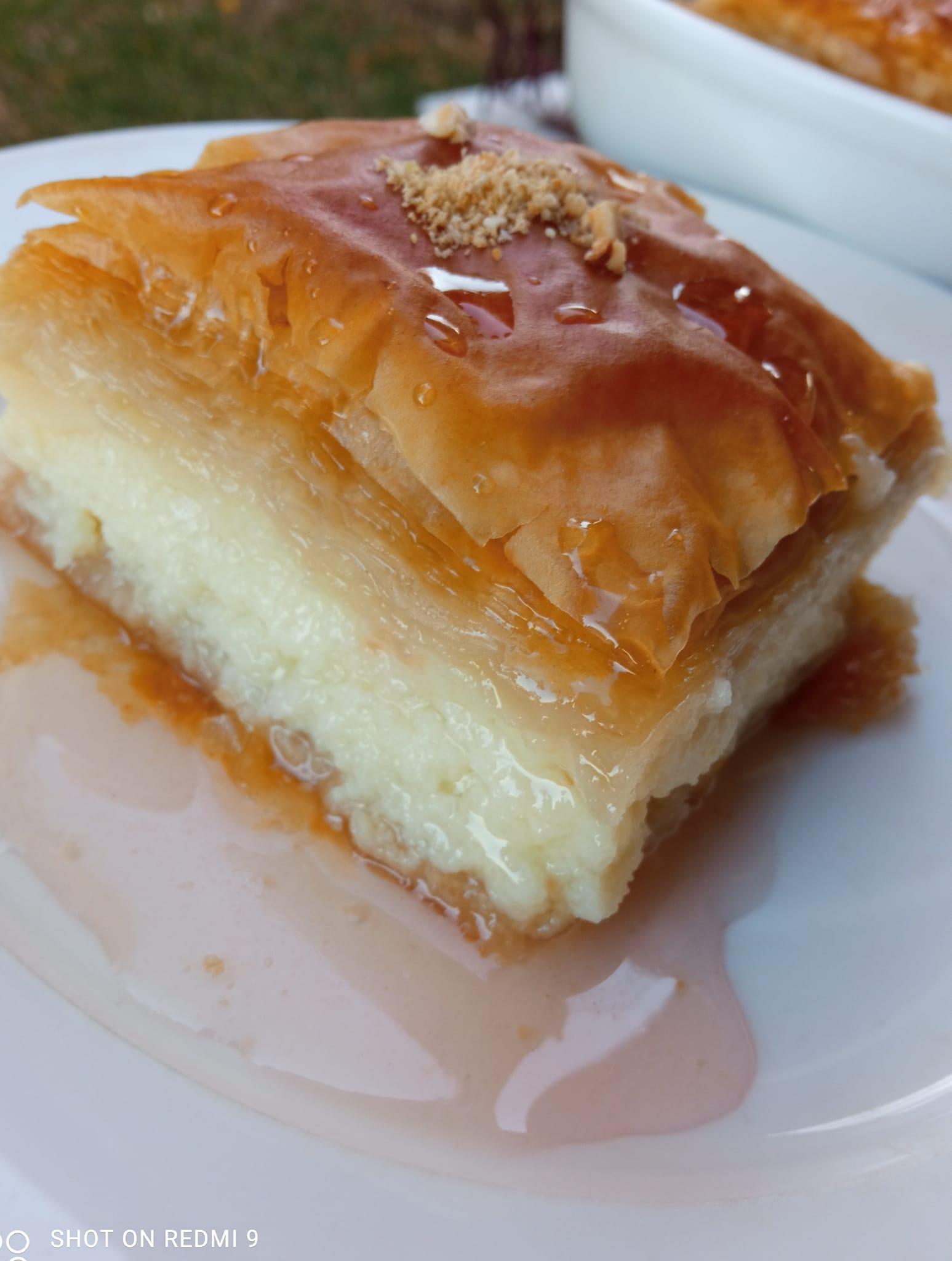 γαλακτομπούρεκο-από-την-Τζένη Τσανακτσίδου-με-φύλλο Βηρυτού-χωρίς αυγά-