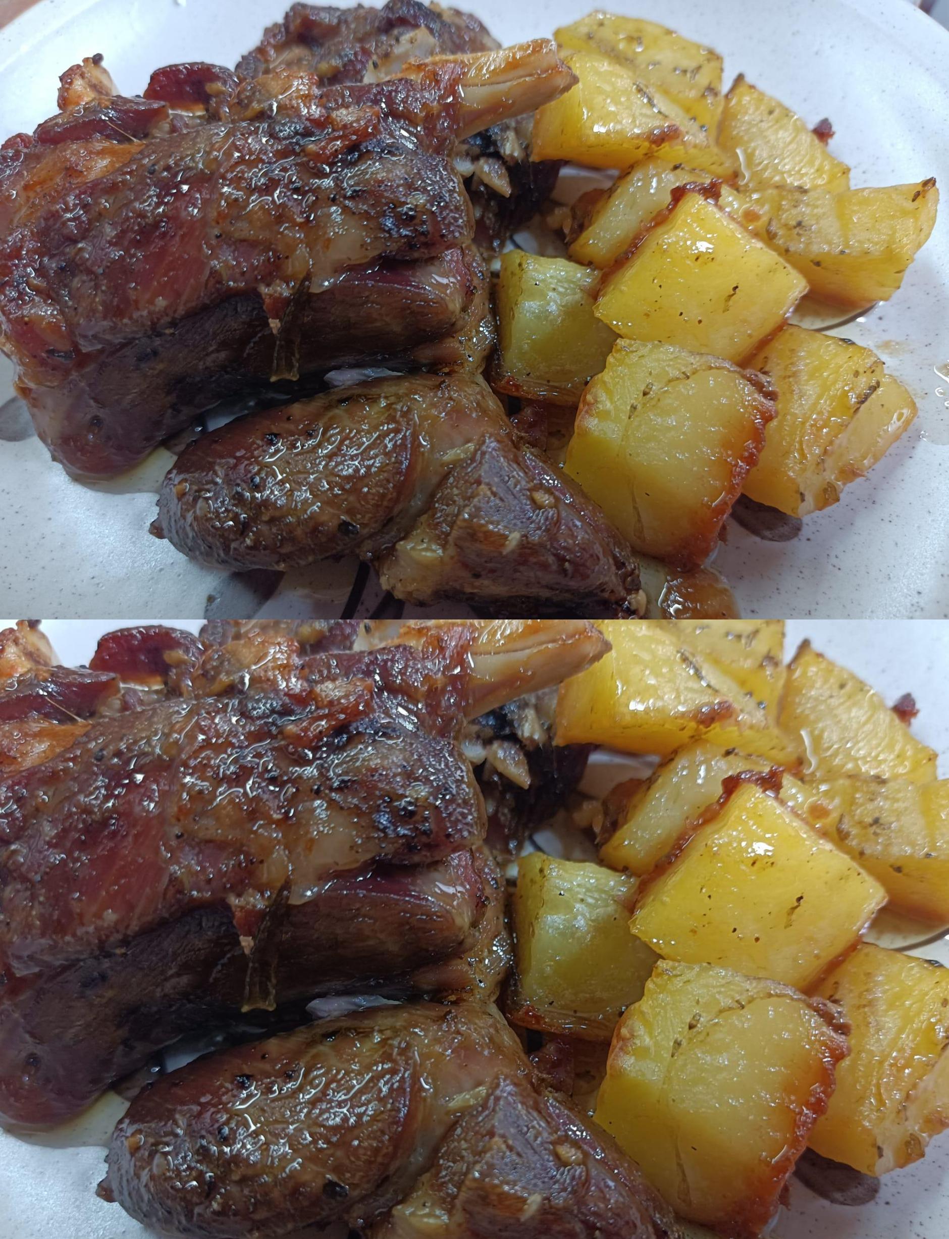 Γιορτινό αρνάκι με δενδρολίβανο και μελωμένες πατάτες