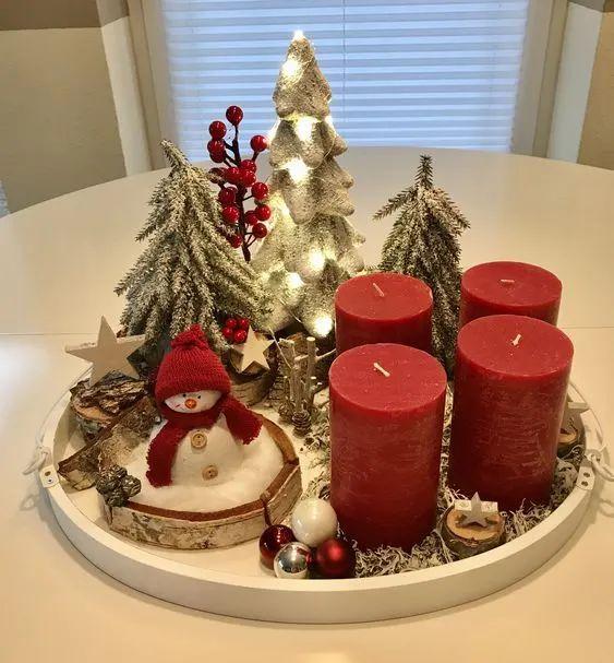 χριστουγεννιάτικος δίσκος-με-χιονάνθρωπο-κόκκινα κεριά-και-χριστουγεννιάτικα δέντρα-ιδέες- χριστουγεννιάτικος δίσκος-με-χιονάνθρωπο-κόκκινα κεριά-και-χριστουγεννιάτικα δέντρα-ιδέες-
