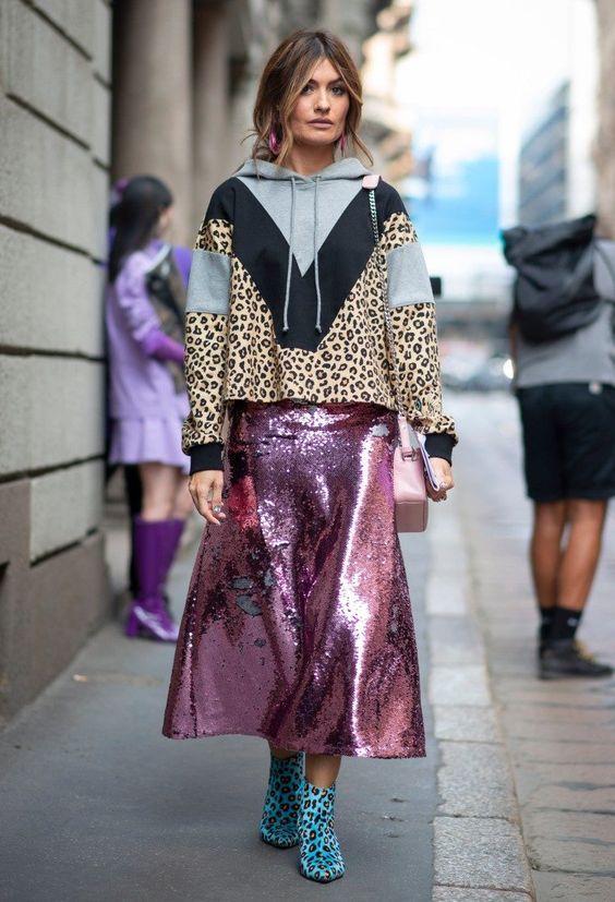 animal print-φούτερ-με-μάξι φούστα-με-γκλίτερ-ιδέες-