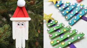 ιδέες-για-παιδικές χριστουγεννιάτικες κατασκευές-με-γλωσσοπίεστρα-
