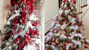 ιδέες στολισμού για το Χριστουγεννιάτικο δέντρο σε κόκκινο χρώμα