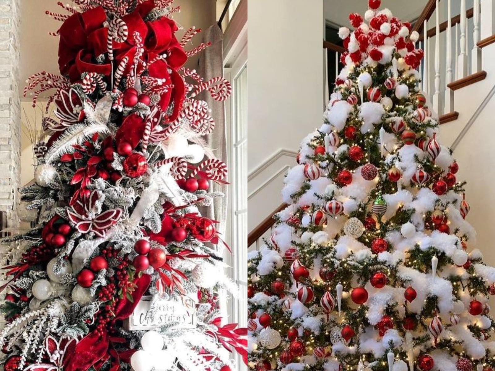 ιδέες στολισμού για το Χριστουγεννιάτικο δέντρο σε κόκκινο χρώμα