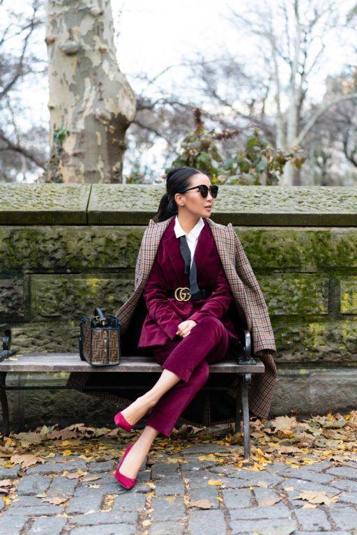 μπορντό-βελουτέ σακάκι-με-καρό-πανωφόρι-ιδέες-