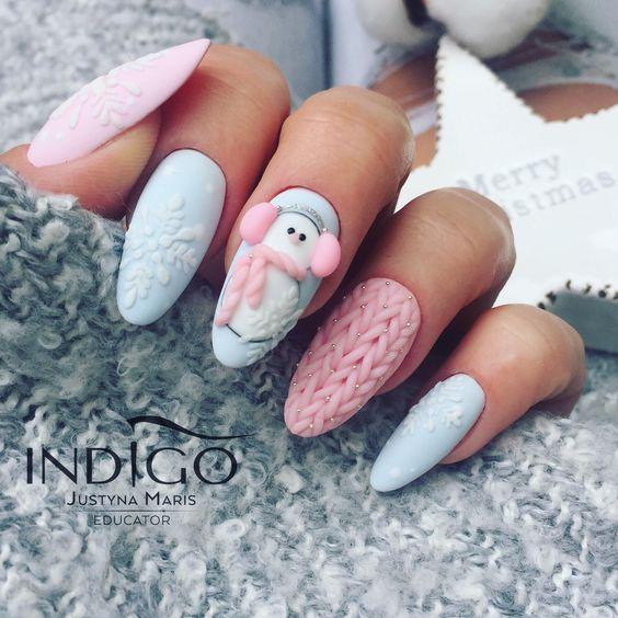 γαλάζια-νύχια-με-γκλίτερ-τα-Χριστούγεννα 2022-ιδέες-