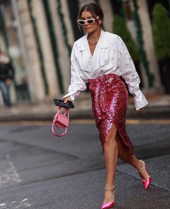 κόκκινη-φούστα-με-γκλίτερ-και-πουκάμισο-ιδέες-