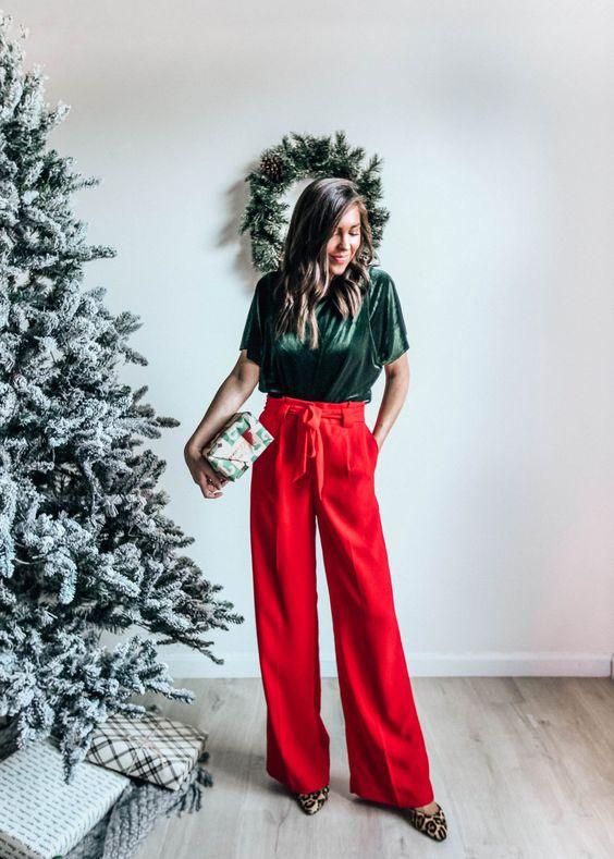 ιδέες-για-χριστουγεννιάτικο ντύσιμο-με-παντελόνια-Χριστούγεννα 2022-