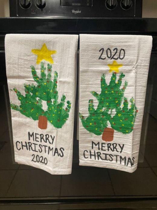 χριστουγεννιάτικες-πετσέτες-από-τα-χεράκια-των-παιδιών-ιδέες-Χριστούγεννα 2022-