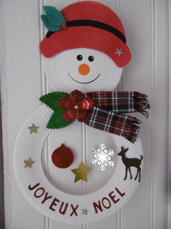 χιονάνθρωπος-από-χάρτινα πιάτα-και-χαρτόνι-ιδέες-