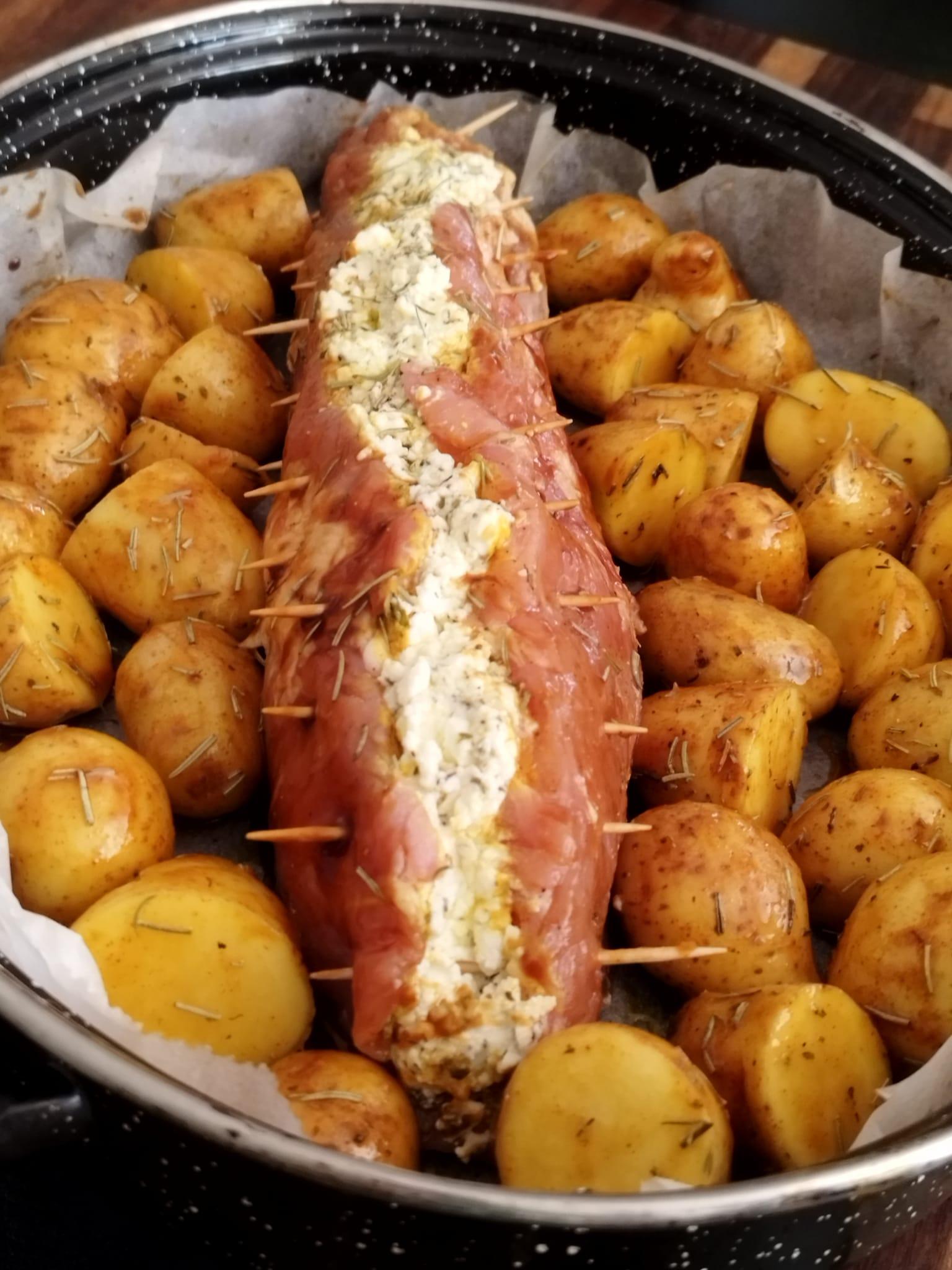 Ψαρονέφρι-γεμιστό-με φέτα-και-λιαστή ντομάτα-συνταγή-