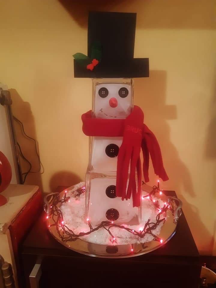 χιονάνθρωπος-από-γυάλα-χριστουγεννιάτικη κατασκευή-