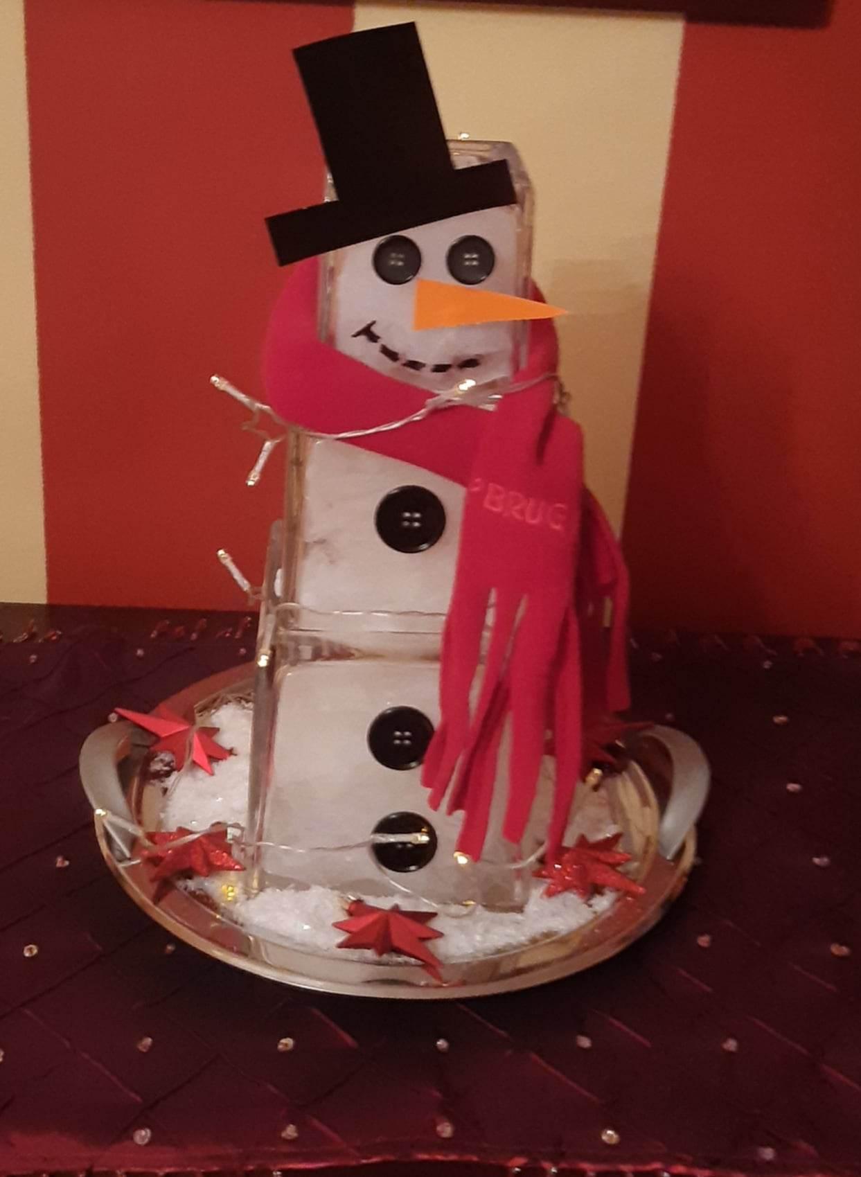 χιονάνθρωπος-από-γυάλα-χριστουγεννιάτικη κατασκευή-