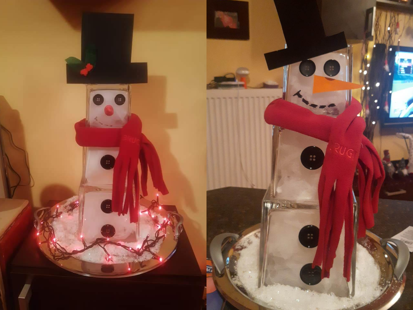 χιονάνθρωπος-από-γυάλα-χριστουγεννιάτικη κατασκευή-