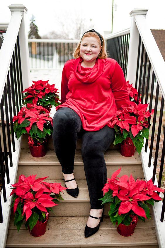 plus size-βελούδινη-κόκκινη μπλούζα-και-μαύρο-βελούδινο παντελόνι-ιδέες- plus size-βελούδινη-κόκκινη μπλούζα-και-μαύρο-βελούδινο παντελόνι-ιδέες-