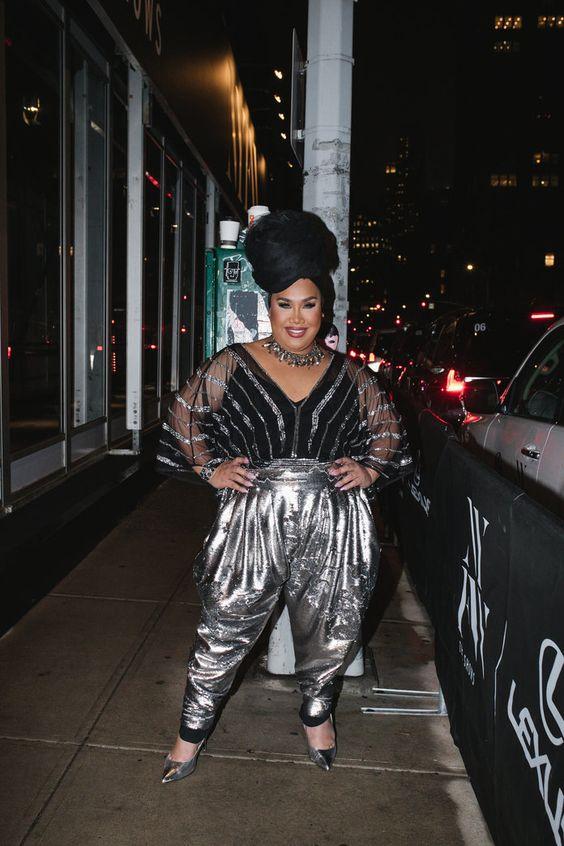 ασημί-plus size παντελόνι-με-τοπ-με-γκλίτερ-ιδέες- ασημί-plus size παντελόνι-με-τοπ-με-γκλίτερ-ιδέες-