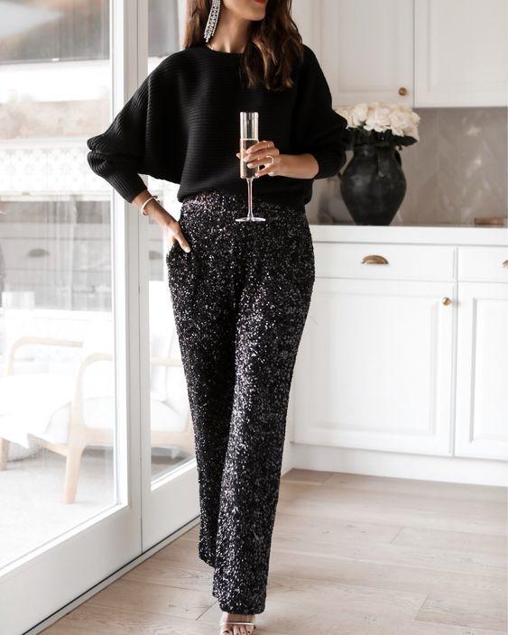 μαύρο-παντελόνι-με-γκλίτερ-ιδέες- μαύρο-παντελόνι-με-γκλίτερ-ιδέες-
